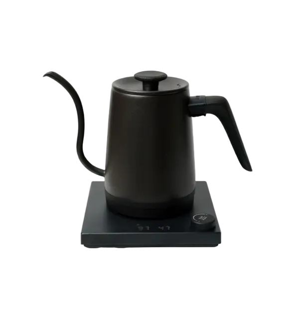 Black electric kettle on a white background