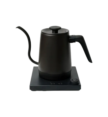 Black electric kettle on a white background